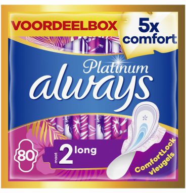 2e halve prijs: Always Maandverband Platinum Long Plus 80 stuks