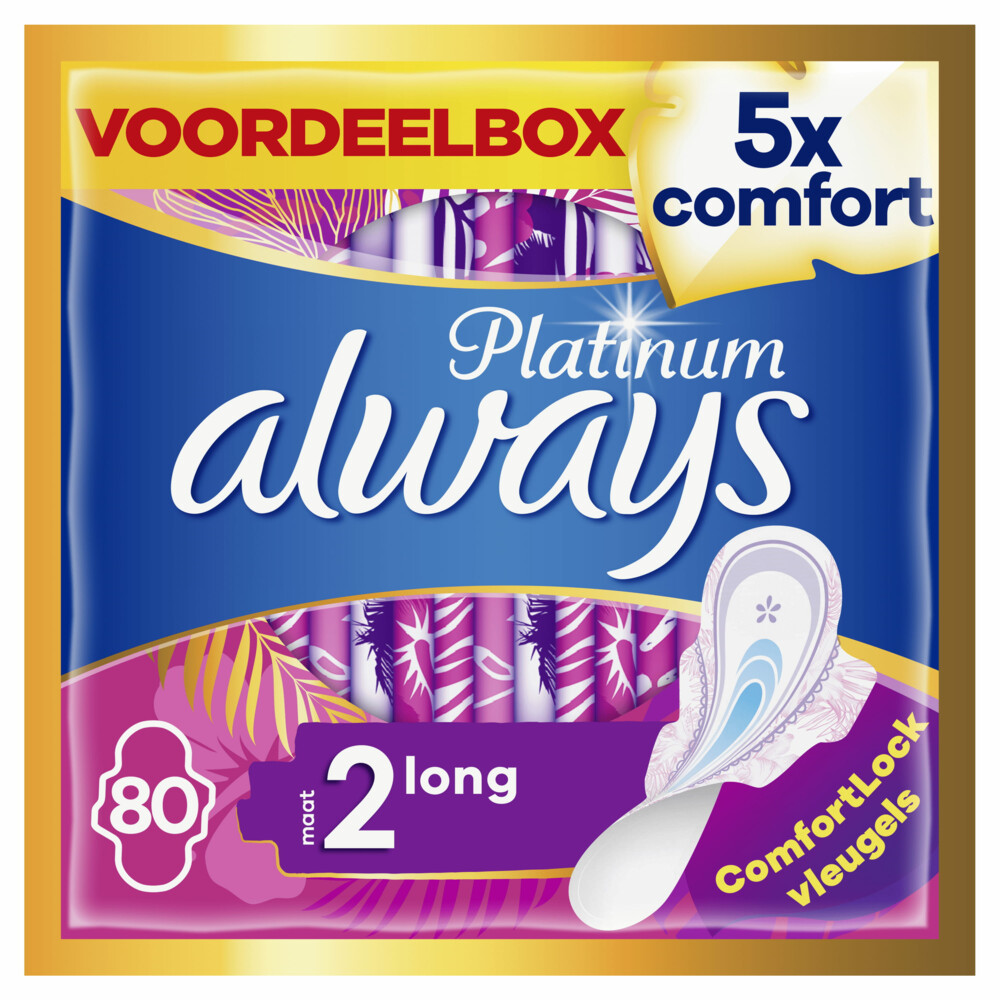 2e halve prijs: Always Maandverband Platinum Long Plus 80 stuks