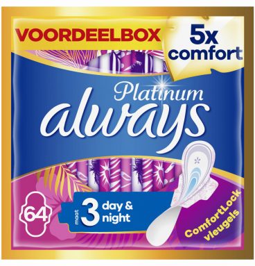 2e halve prijs: Always Maandverband Platinum Night 64 stuks