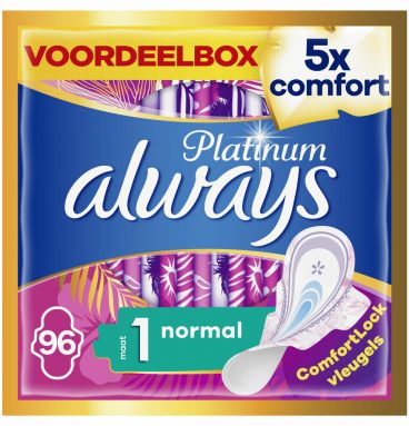 2e halve prijs: Always Maandverband Platinum Normal Plus 96 stuks