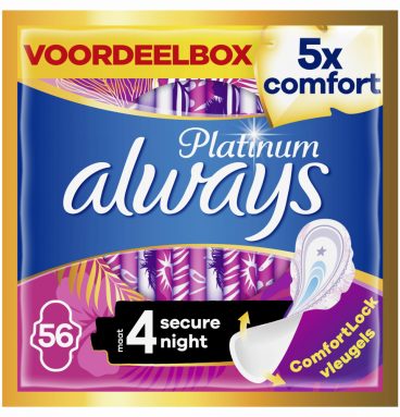 2e halve prijs: Always Maandverband Platinum Secure Night 56 stuks