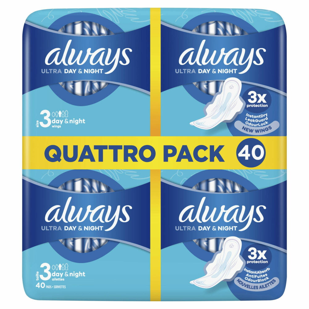 4x Always Maandverband Ultra Secure Night 40 stuks