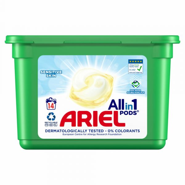 6x Ariel All-in-1 Pods Wasmiddelcapsules Sensitive 14 stuks