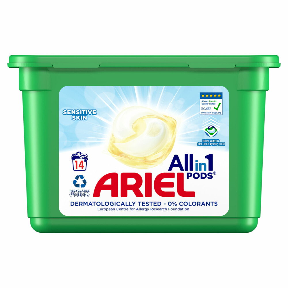 6x Ariel All-in-1 Pods Wasmiddelcapsules Sensitive 14 stuks