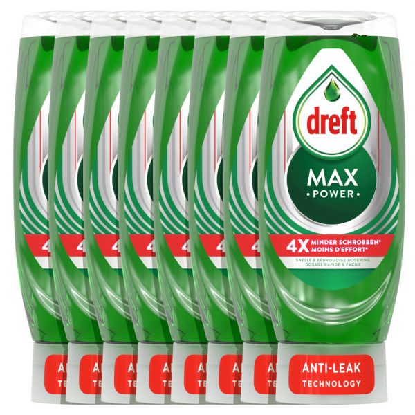 2e halve prijs: Dreft Max Power Afwasmiddel Original 8 x 450 ml