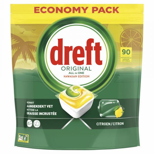 3x Dreft Original All In One Vaatwascapsules Hawaii 90 Stuks