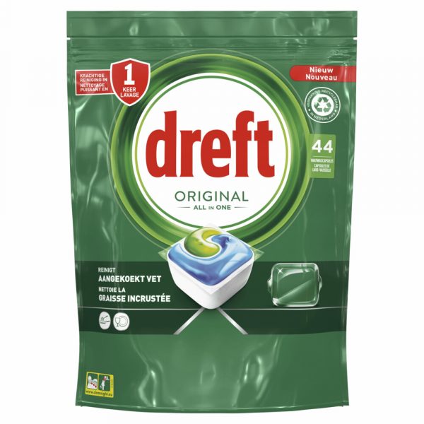 4x Dreft Original All In One Vaatwascapsules Regular 44 stuks