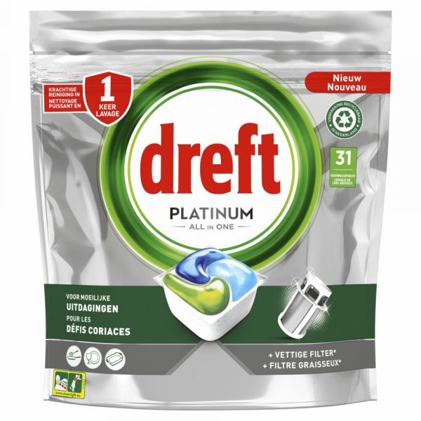 5x Dreft Platinum All In One Vaatwascapsules Regular 31 stuks