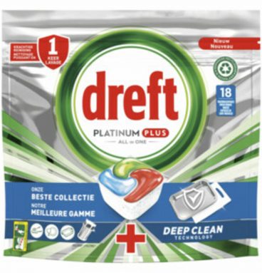 5x Dreft Platinum Plus All In One Vaatwastabletten Deep Clean 16 stuks