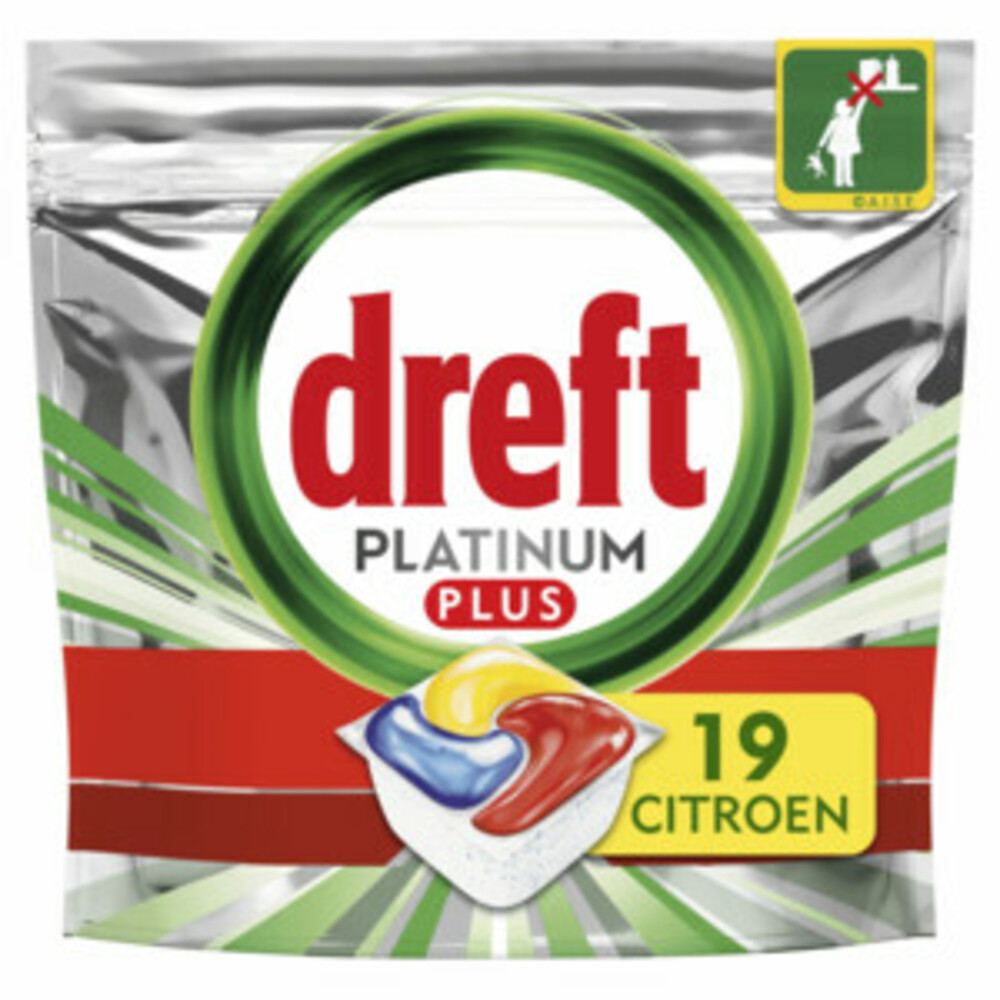 5x Dreft Platinum Plus All In One Vaatwastabletten Lemon 16 stuks