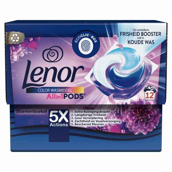 4x Lenor Wasmiddel All-in-1 Pods Amethist&Bloemen Boeket 12 stuks