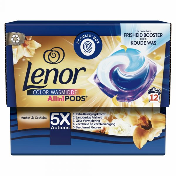 4x Lenor Wasmiddel All-in-1 Pods Gouden Orchidee 12 stuks