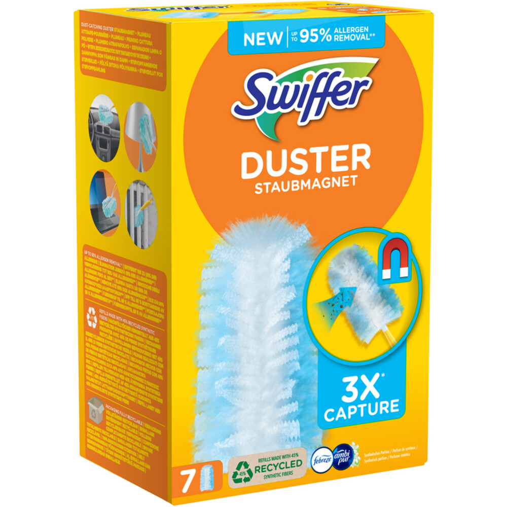 2e halve prijs: 6x Swiffer Duster Trap&Lock-navullingen Met Een Geur Van Ambi Pur 7 stuks