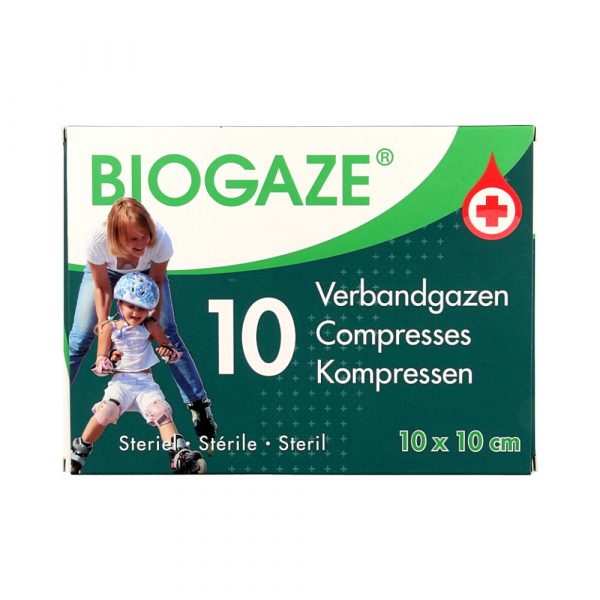 Biogaze Kompress 10 x 10 cm 10 stuks