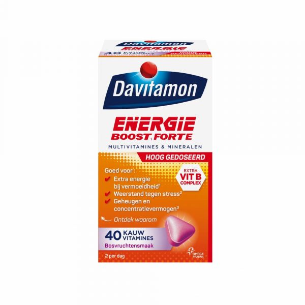 3x Davitamon Energie Boost Forte Bosvruchten 40 kauwtabletten