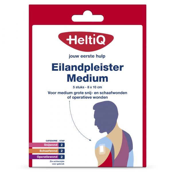 HeltiQ Eilandpleister Medium 8 cm x 10 cm 5 stuks