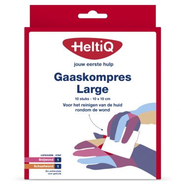 HeltiQ Gaaskompres Large 10 x 10 cm 10 stuks