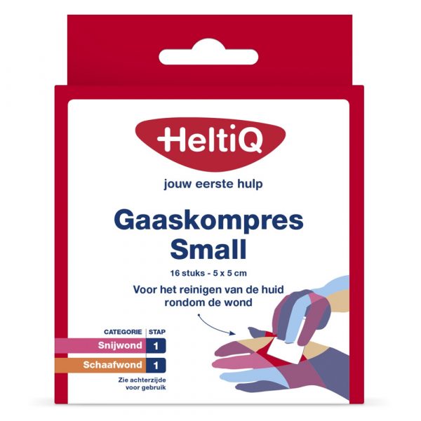 HeltiQ Gaaskompres Small 5 x 5 cm 16 stuks