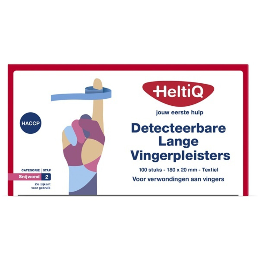 HeltiQ Vingerpleisters Detecteerbaar 180x20 mm Textiel 100 stuks