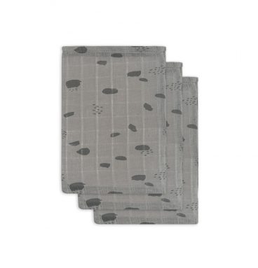 Jollein Hydrofiel Washandje Spot Storm Grey 3 stuks