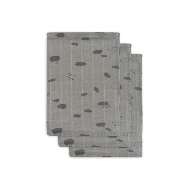 Jollein Hydrofiel Washandje Spot Storm Grey 3 stuks