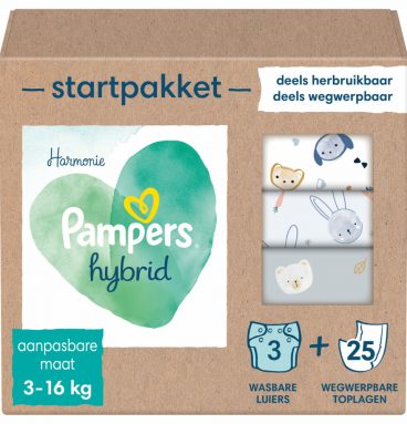 Pampers Harmonie Hybrid Starterspakket met 3 Wasbare Luiers en 25 Toplagen 1 set