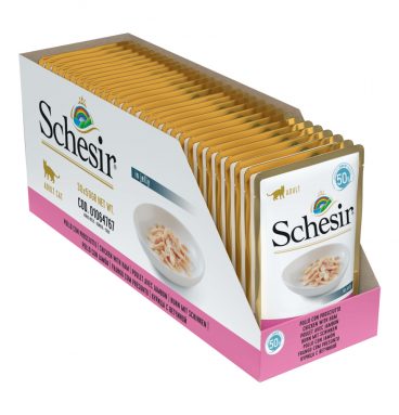 30x Schesir Kattenvoer Kip - Ham in Gelei 50 gr