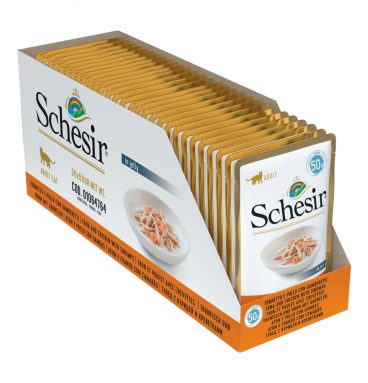 30x Schesir Kattenvoer Tonijn - Kip - Garnaal in Gelei 50 gr