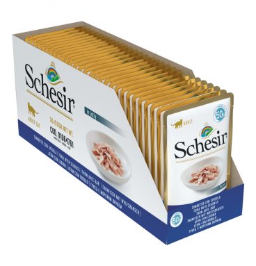 30x Schesir Kattenvoer Tonijn - Zeebaars in Gelei 50 gr