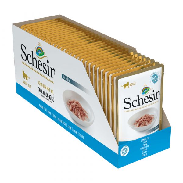 30x Schesir Kattenvoer Tonijn in Gelei 50 gr