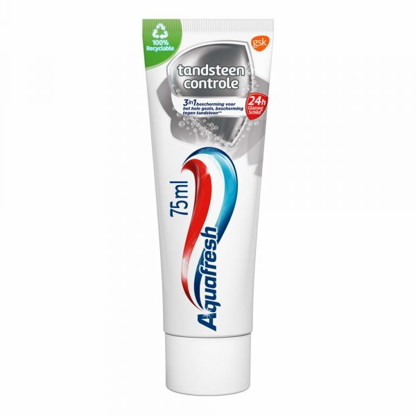 3+2 gratis: 12x Aquafresh Tandpasta Tandsteen Controle Frisse Adem 75 ml