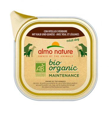 32x Almo Nature Bio Organic Maintenance Hondenvoer Kalf en Groenten 100 gr