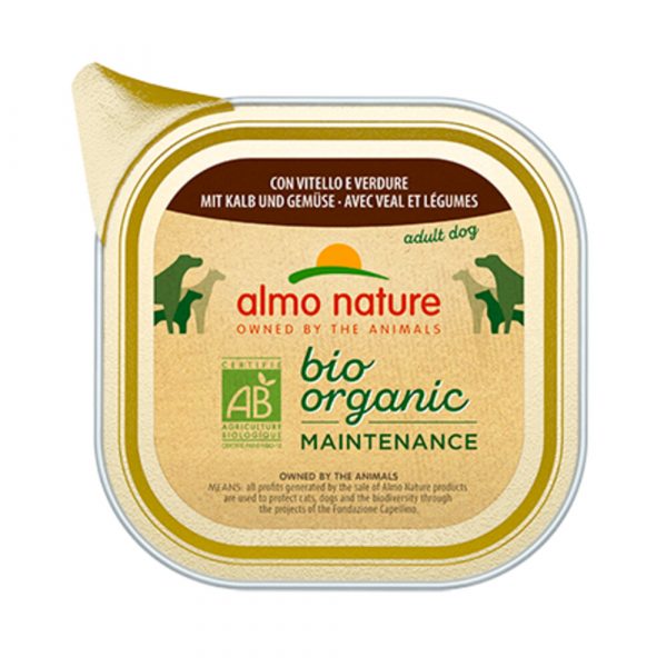 32x Almo Nature Bio Organic Maintenance Hondenvoer Kalf en Groenten 100 gr