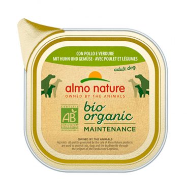 32x Almo Nature Bio Organic Maintenance Hondenvoer Kip en Groenten 100 gr