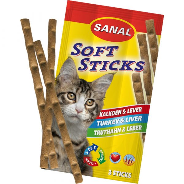 35x Sanal Kat Sticks Kalkoen - Lever 3 stuks