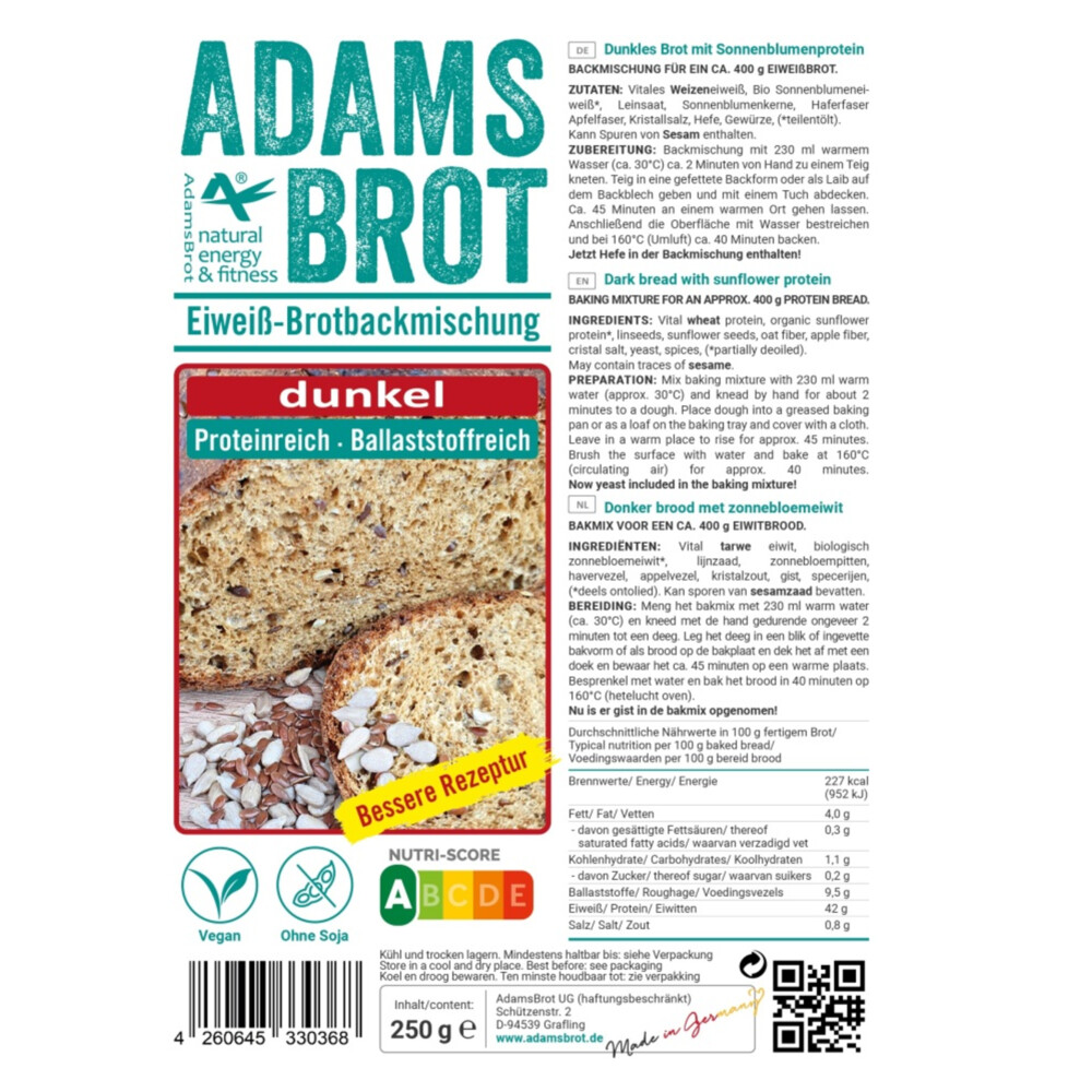 Adams Brot Broodmix Donker 250 gr