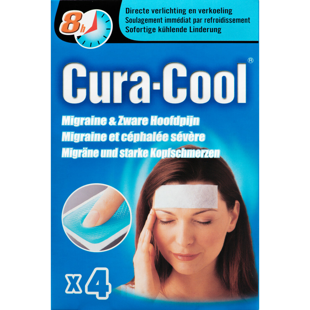 Be Cool Cura-cool Migraine Strips 4 stuks