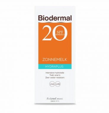 2x Biodermal Hydraplus Zonnemelk SPF 20 200 ml