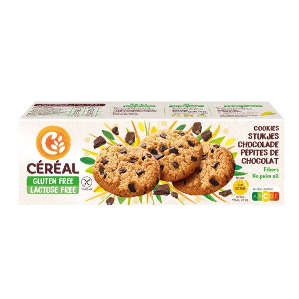 6x Céréal Cookies met stukjes Chocolade Glutenvrij en Lactosevrij 150 gr