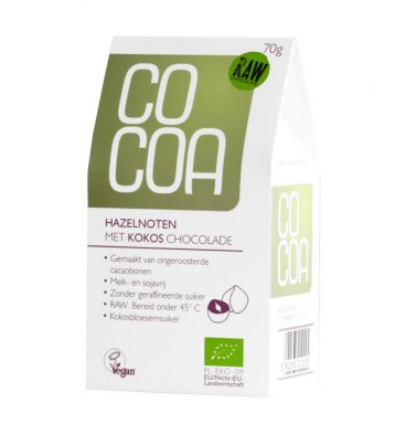 Cocoa Ballen Hazelnoot Kokos Chocola Bio 70 gr