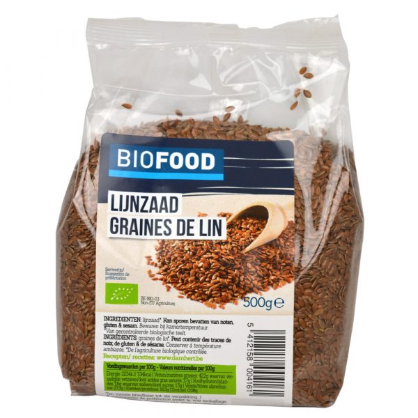 6x Damhert Biofood Lijnzaad Biologisch 500 gr