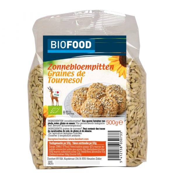 Damhert Biofood Zonnebloempitten Biologisch 500 gr