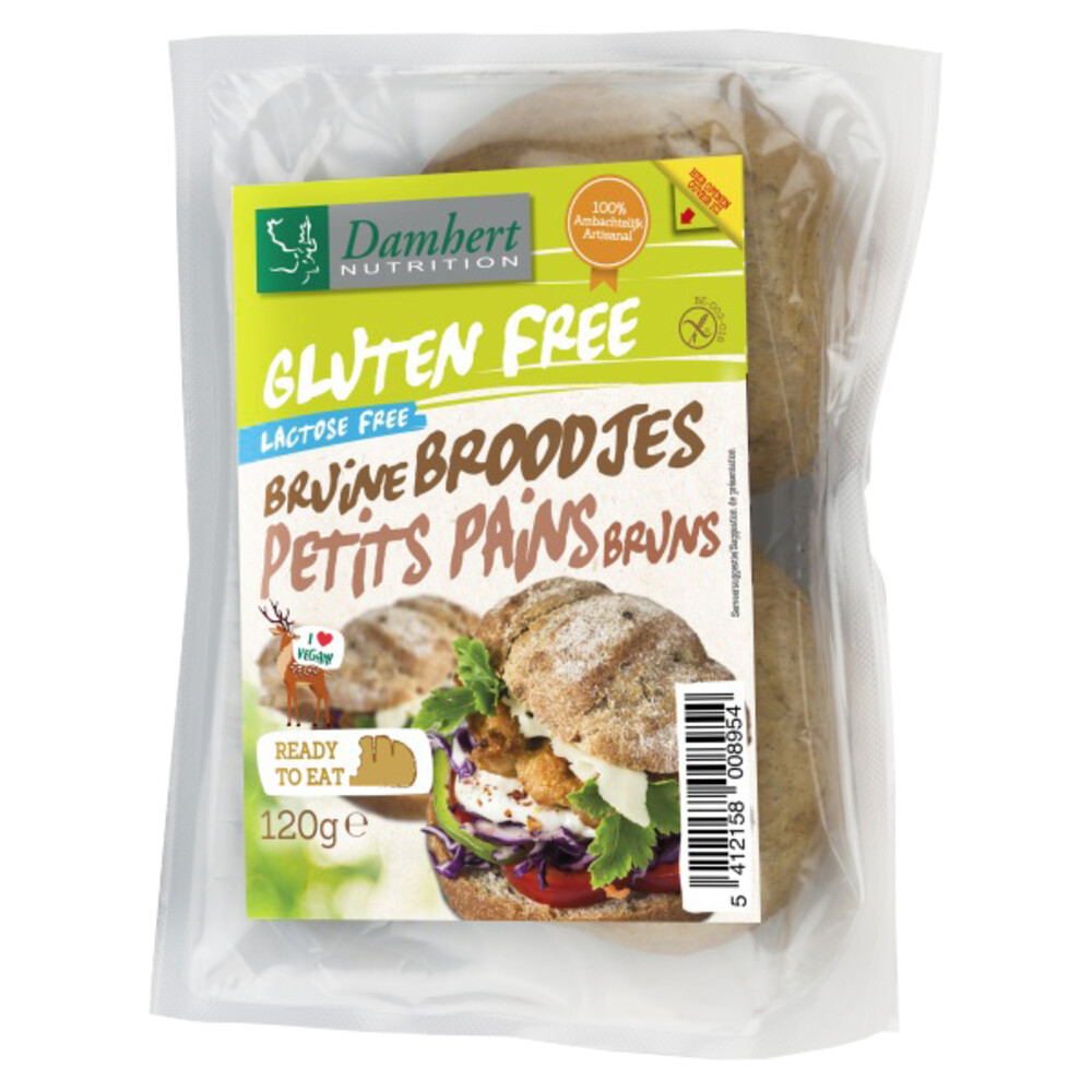 Damhert Bruine Broodjes Glutenvrij Lactosevrij 120 gr