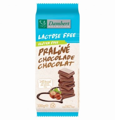 6x Damhert Chocoladereep Praliné Glutenvrij en Lactosevrij 100 gr