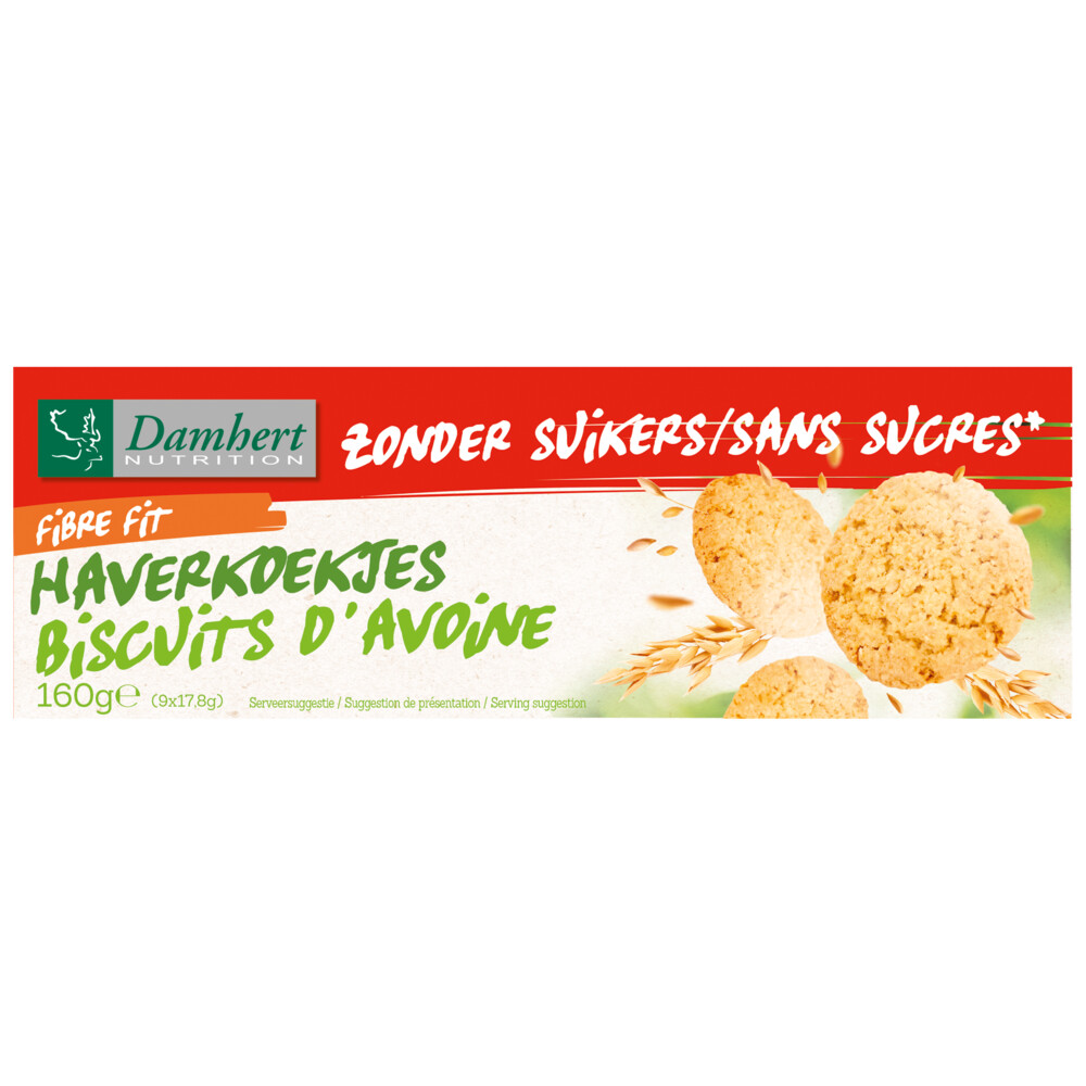 12x Damhert Haverkoekjes Zonder Suikers 160 gr