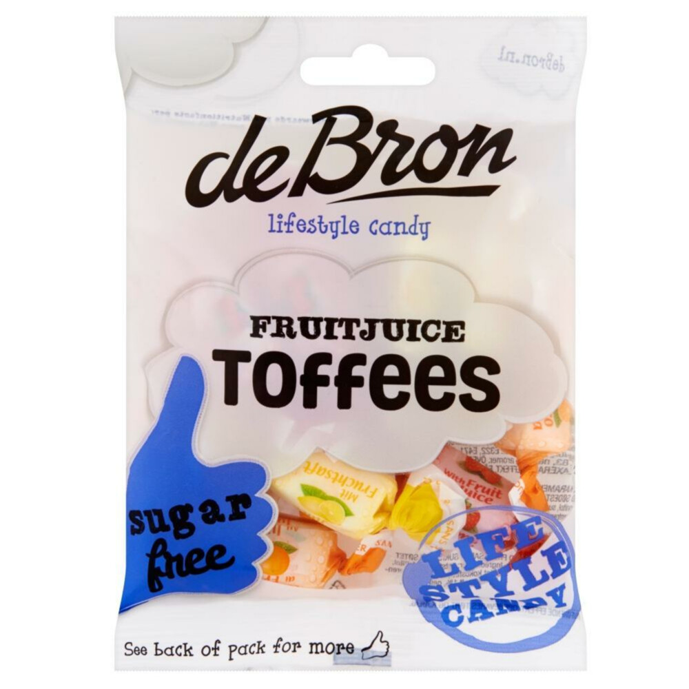 6x De bron Suikervrije Fruittoffee 90 gr