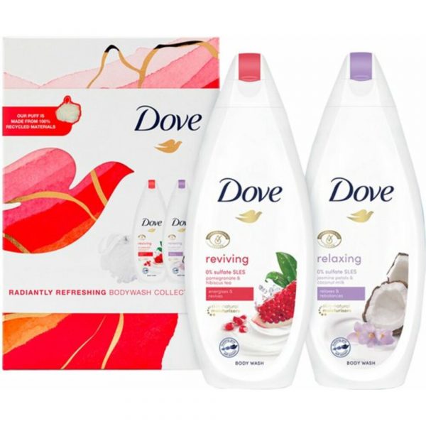 Dove Radiantly Refreshing Giftset 2x Douchegel&Puff