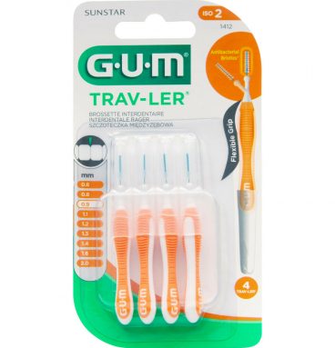 6x GUM Trav-Ler Ragers Oranje 0.9mm blisterà 4 stuks