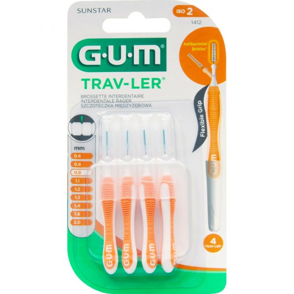 6x GUM Trav-Ler Ragers Oranje 0.9mm blisterà 4 stuks