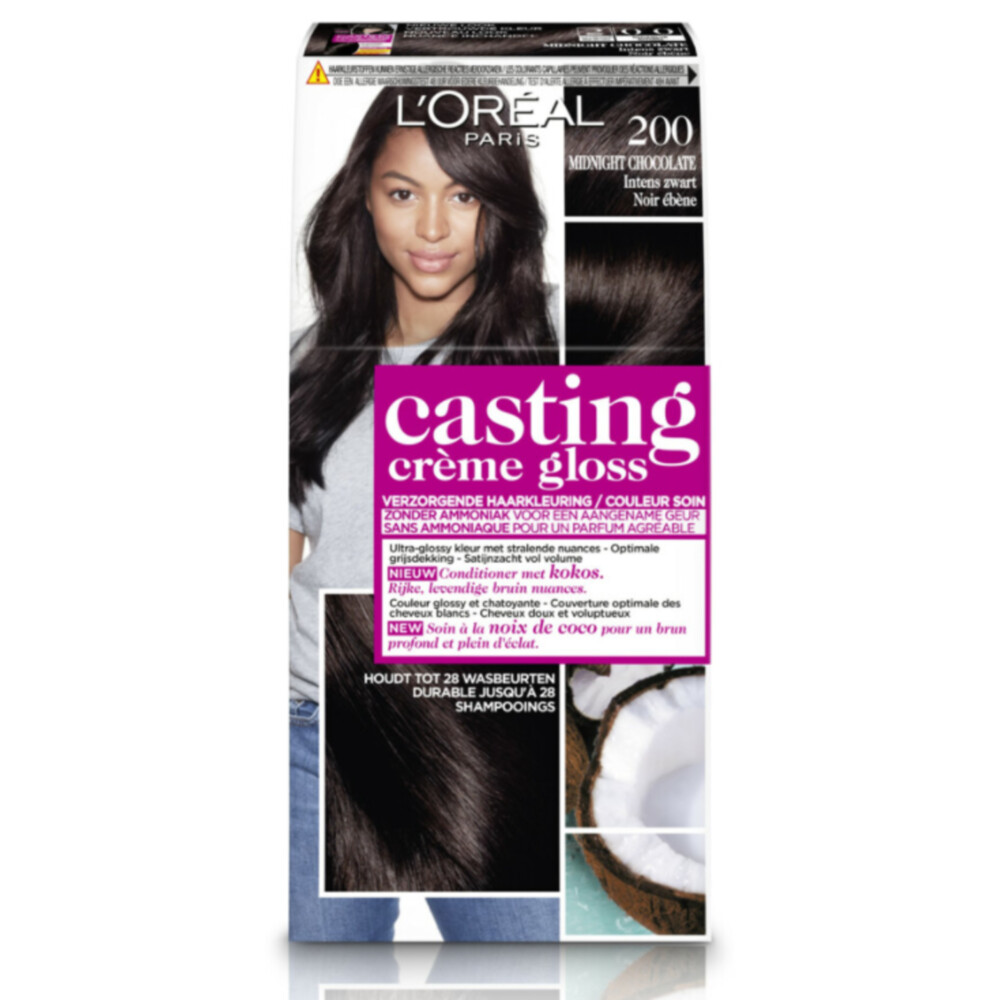 6x L'Oréal Casting Crème Gloss Haarkleuring 200 Intens Zwart - Midnight Chocolate